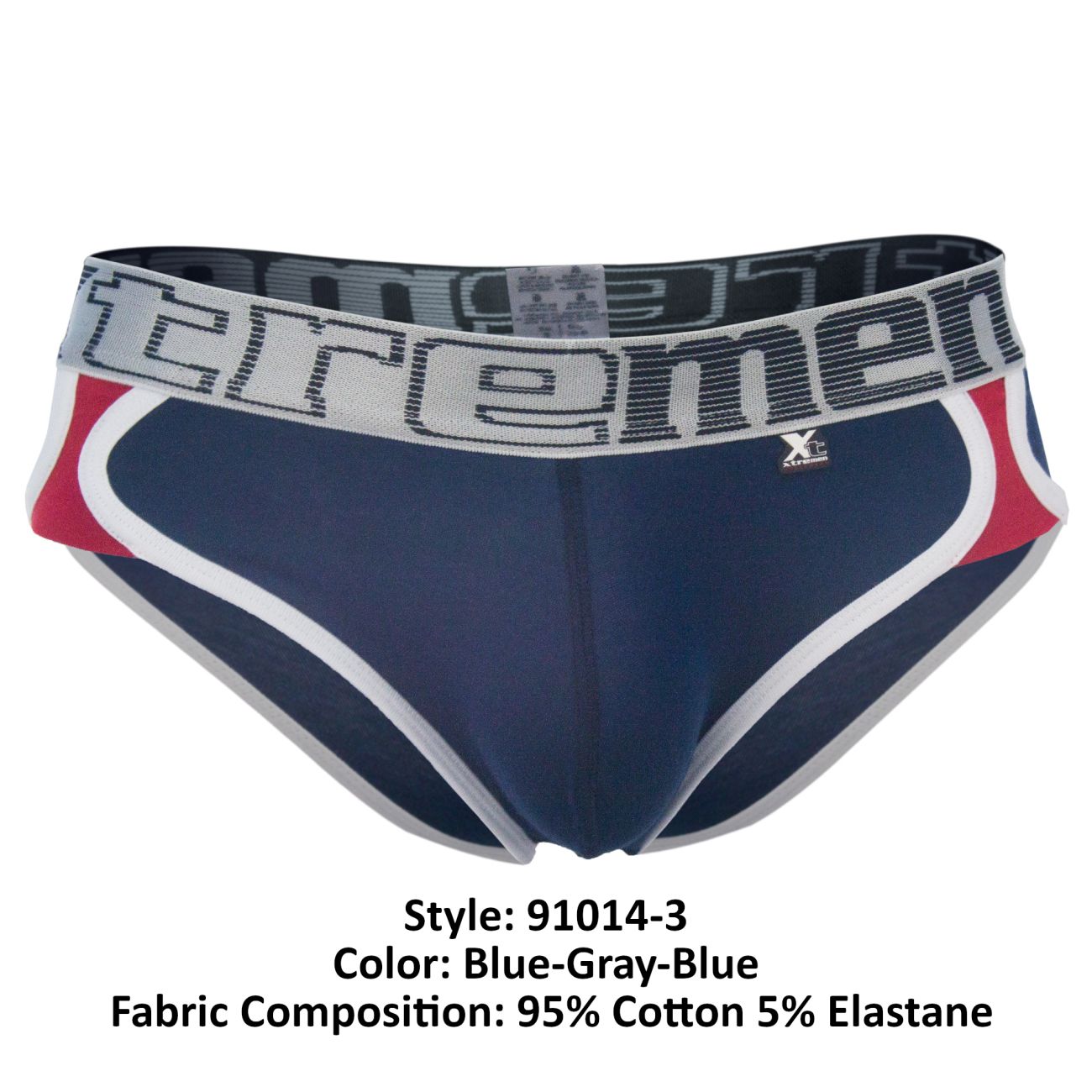 Xtremen 91014-3 3PK Briefs Blue-Gray-Blue