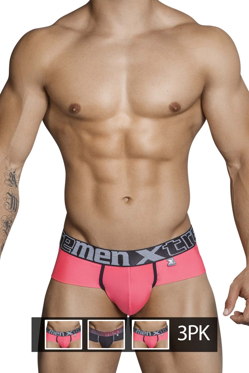 Xtremen 91020-3 3PK Briefs Coral-Black-Coral