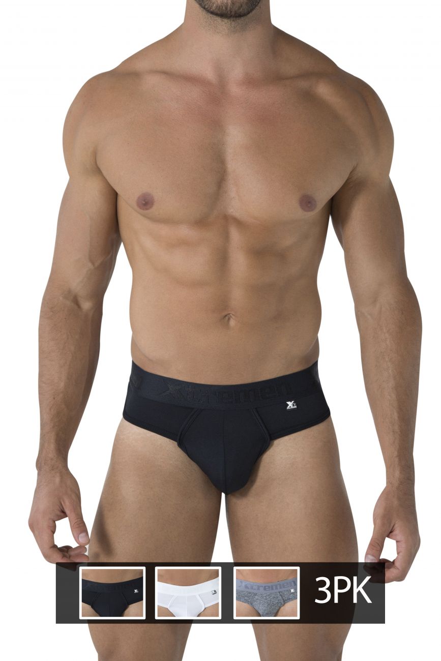 Xtremen 91031-3 3PK Piping Thongs Black White Gray