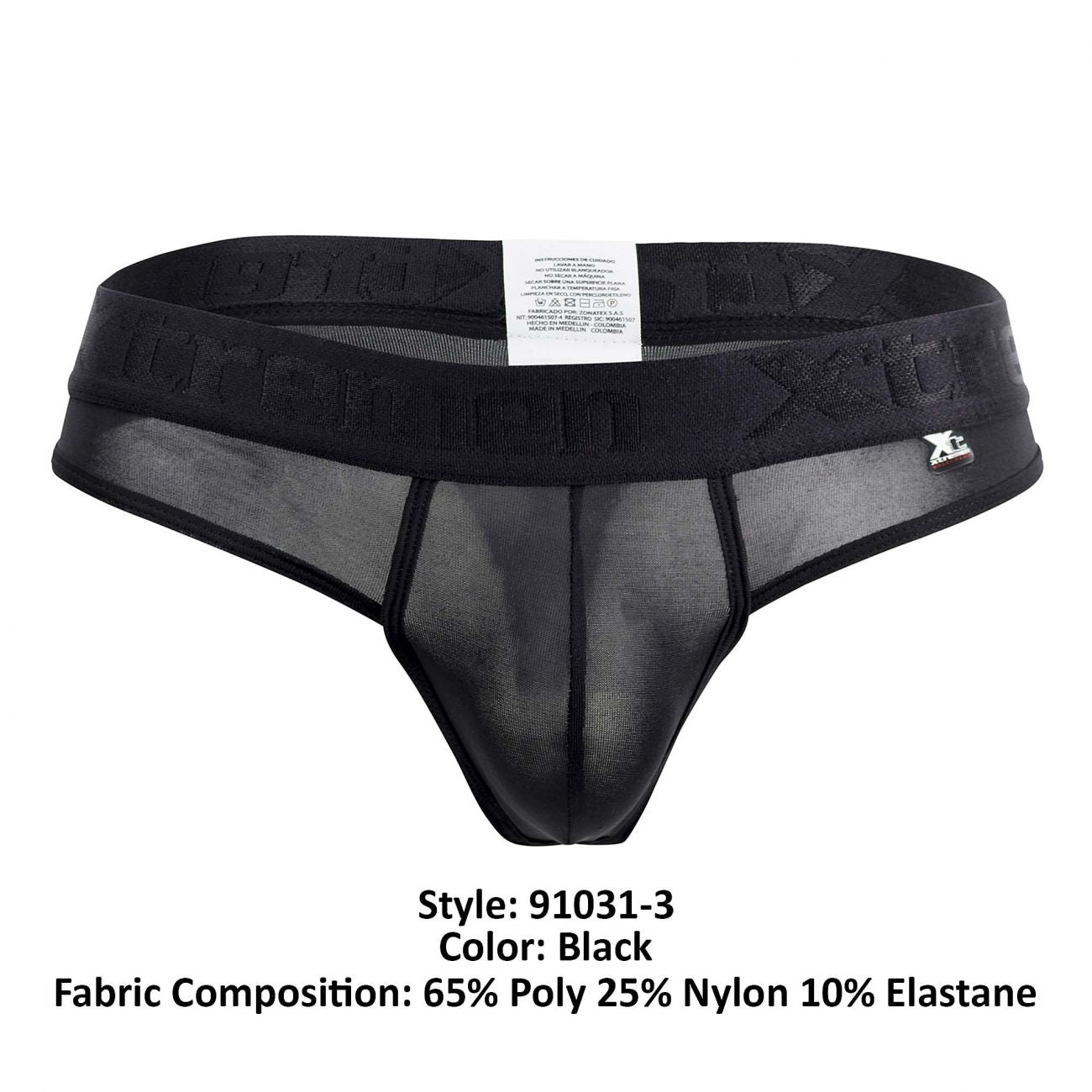 Xtremen 91031-3 3PK Piping Thongs Black White Gray