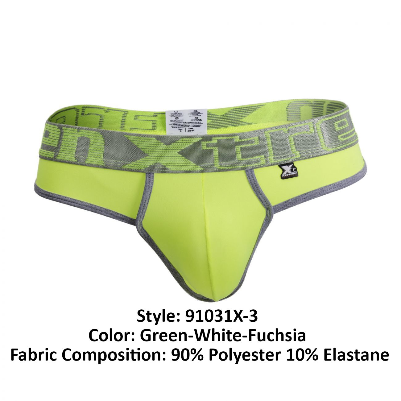 Xtremen 91031X-3 3PK Thongs Green-White-Fuchsia Plus Sizes