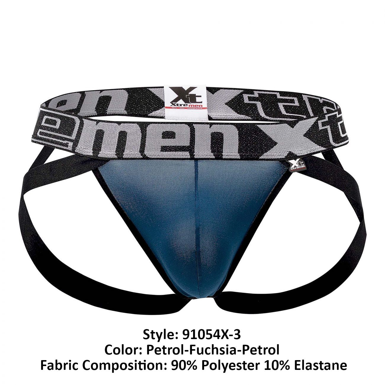 Xtremen 91054X-3 3PK Jockstrap Petrol-Fuchsia-Petrol Plus Sizes