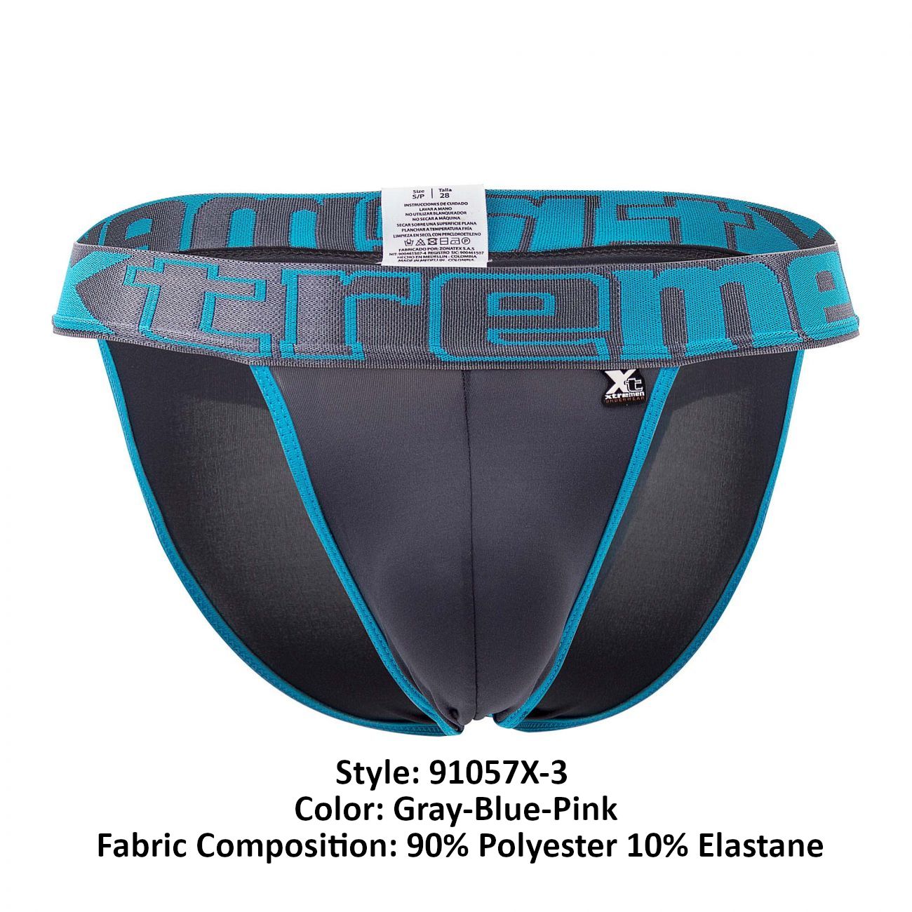 Xtremen 91057X-3 3PK Bikini Gray-Blue-Pink Plus Sizes