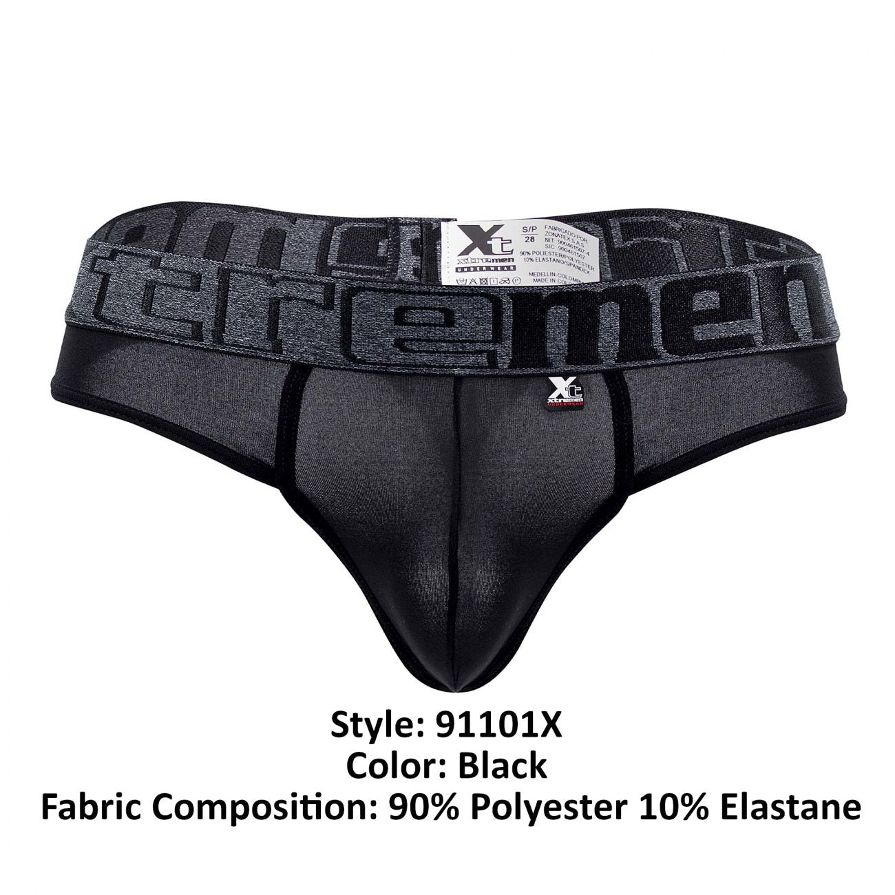 Xtremen 91101X Microfiber Thongs Black Plus Sizes