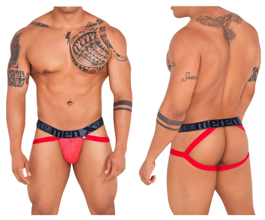 Xtremen 91128 Snake print Jockstrap Red