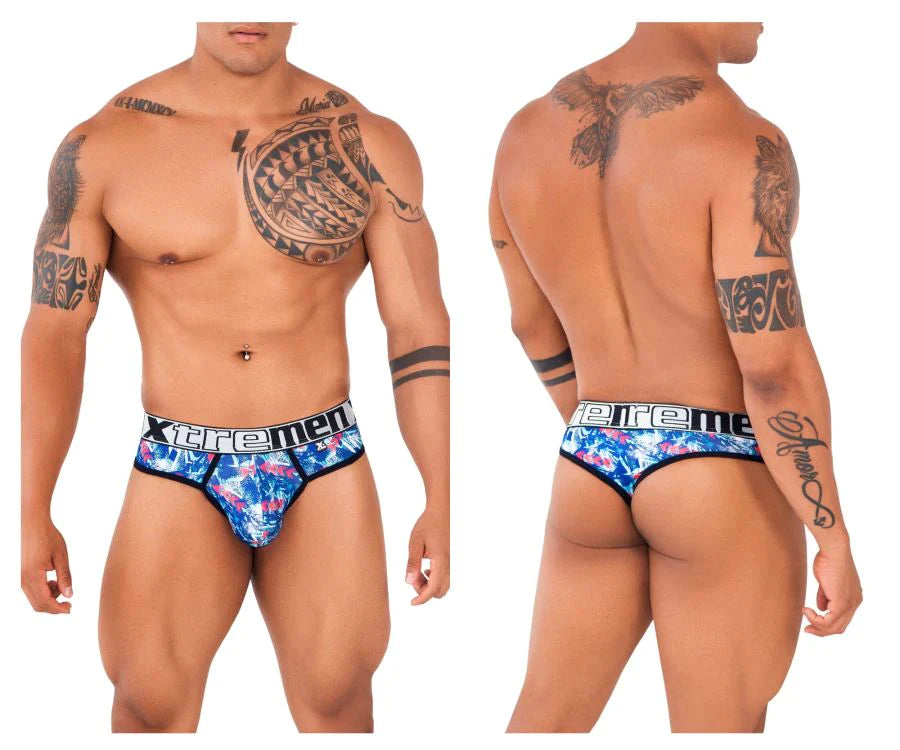 Xtremen 91131 Vivid Printed Mens Colourful Thong Royal