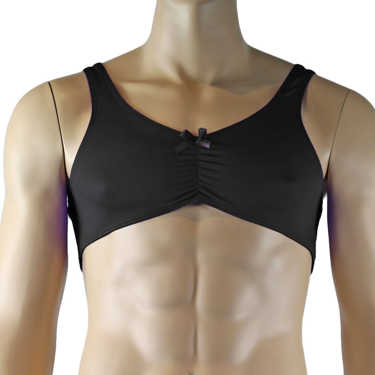Male Stretch Lycra Bra Top with Bow (black plus other colours)