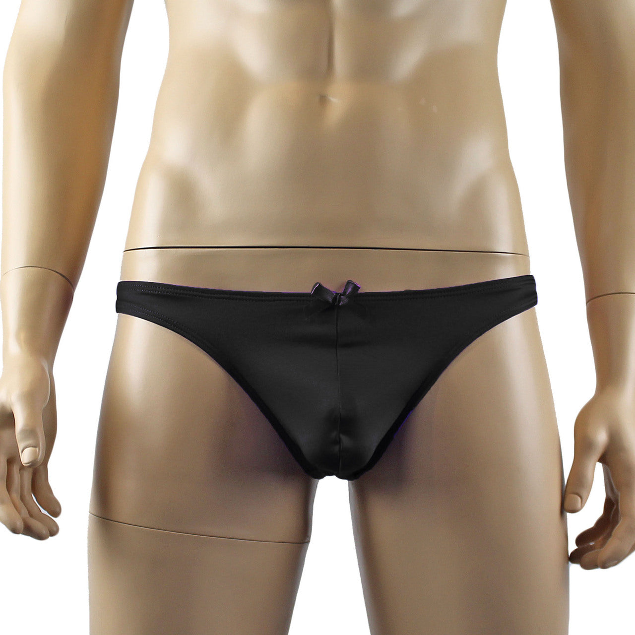 Male Stretch Lycra Bra Top & Matching Thong with Bow (black plus other colours)