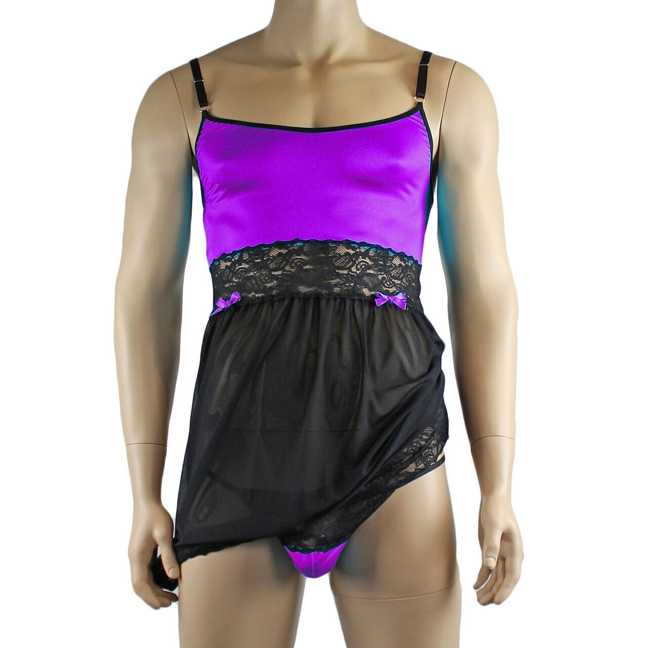 Mens Sexy Lingerie Nightwear Chemise with G string (purple plus other colours)