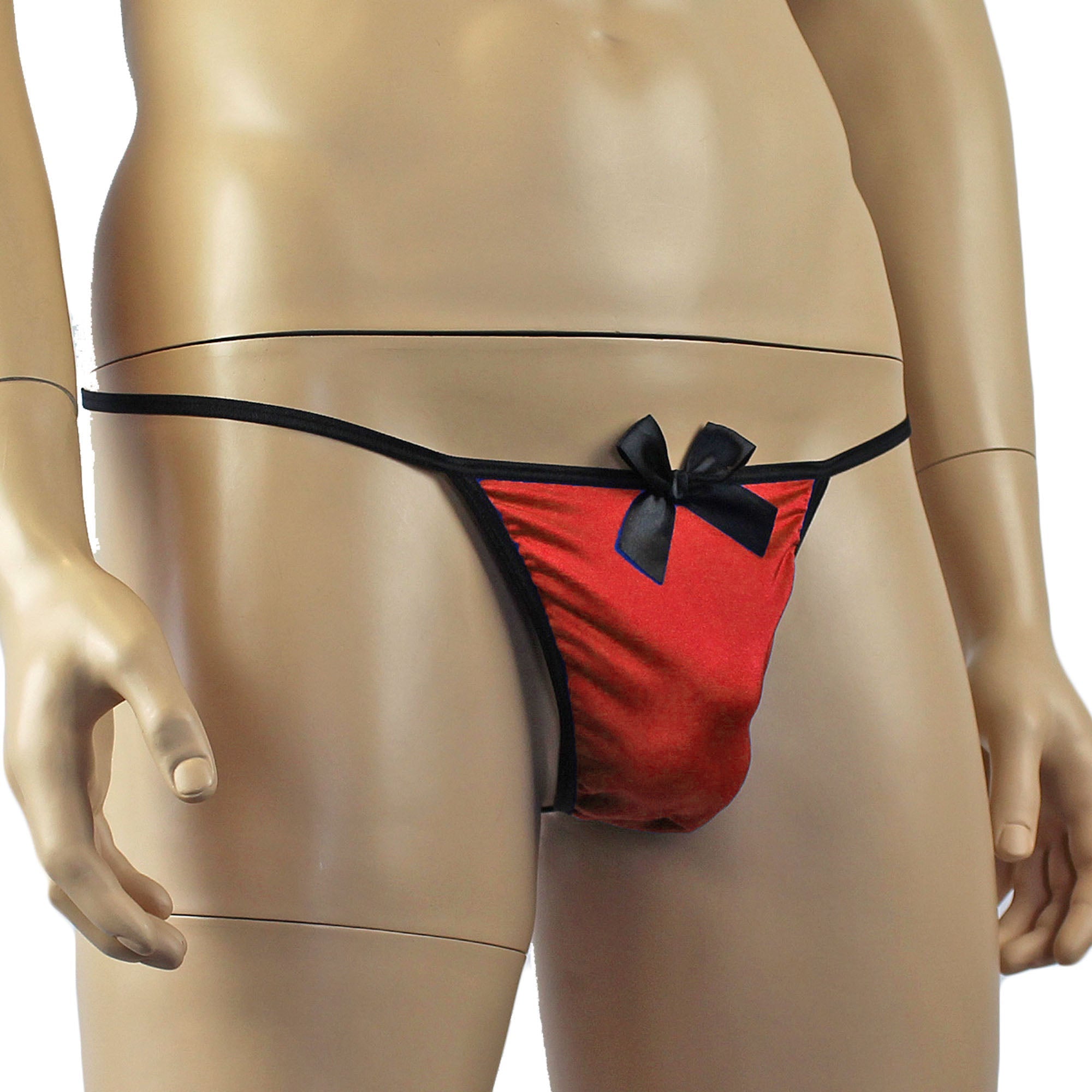 Mens Big Bow Mini Pouch G string Bow Red