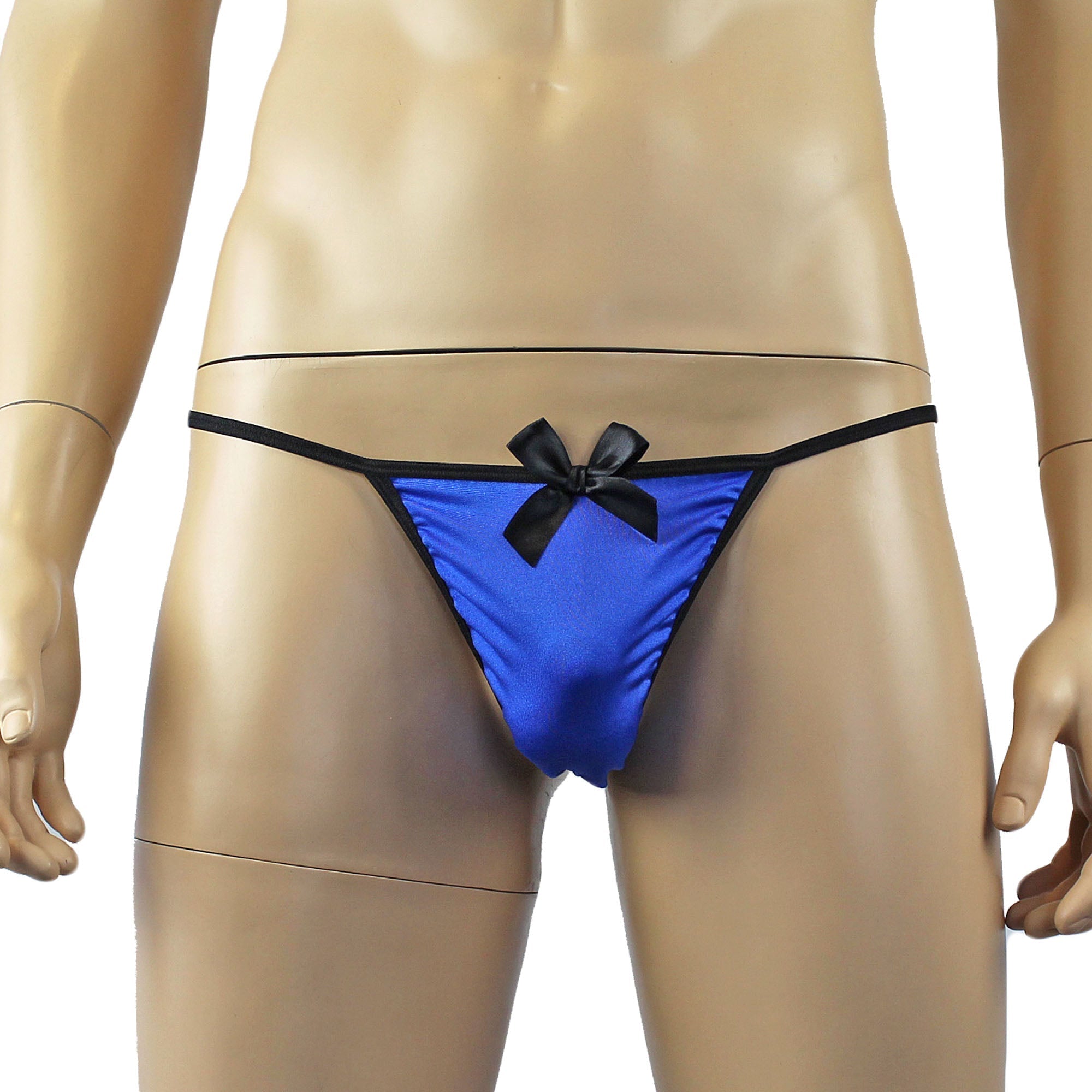 SALE - Mens Big Bow Mini Pouch G string Bow Blue