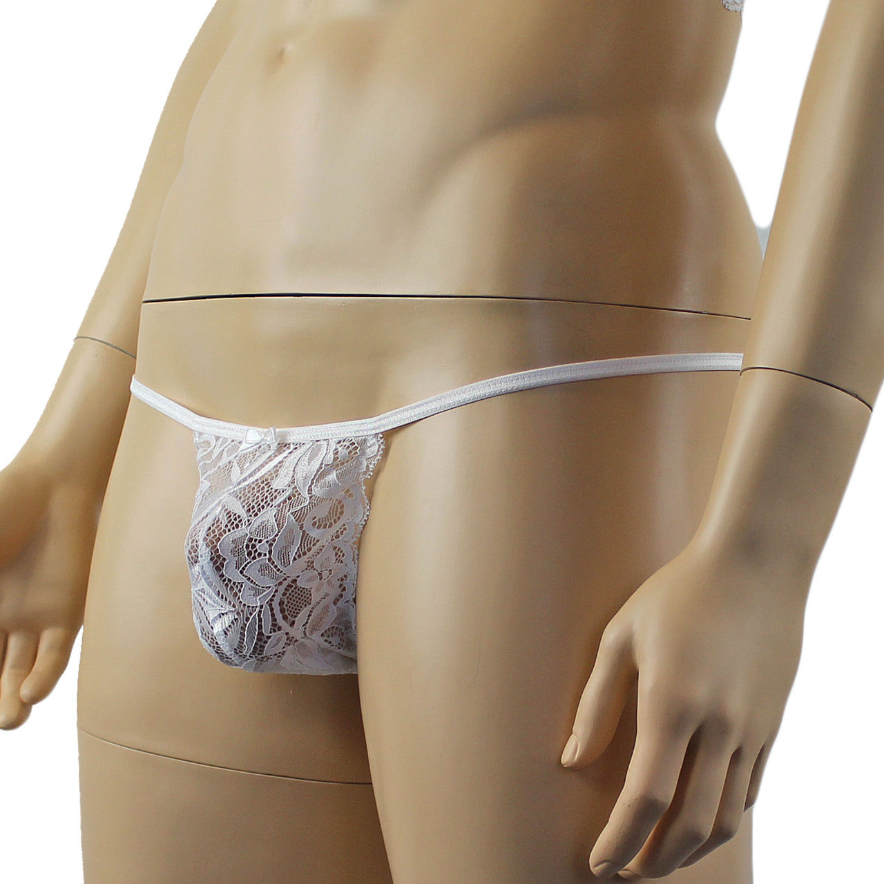 Mens Sexy Lace Pouch G string Panty Male Lingerie (white plus other colours)