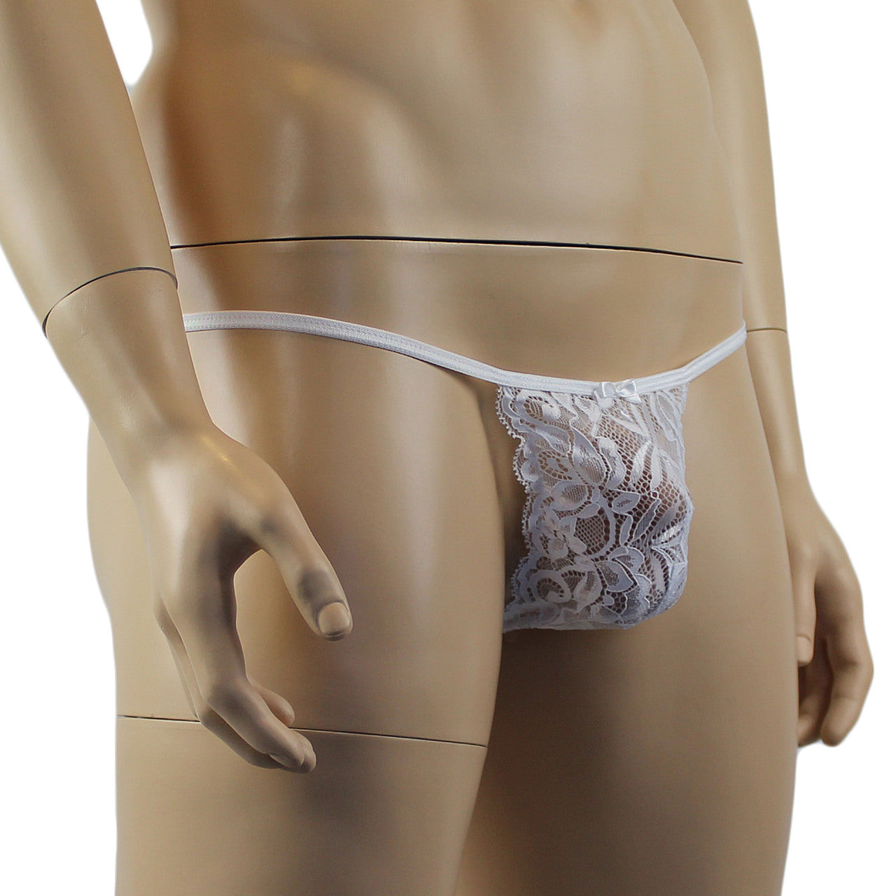 Mens Sexy Lace Pouch G string Panty Male Lingerie (white plus other colours)