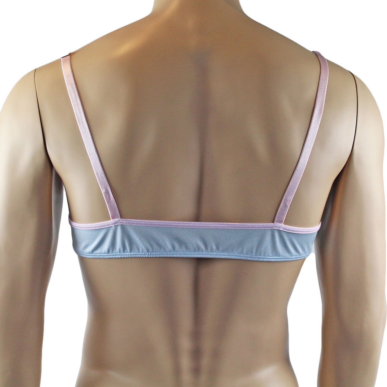 Mens Isabel Bra Top with Floral Lace Trim Male Lingerie (light blue and pink plus other colours)