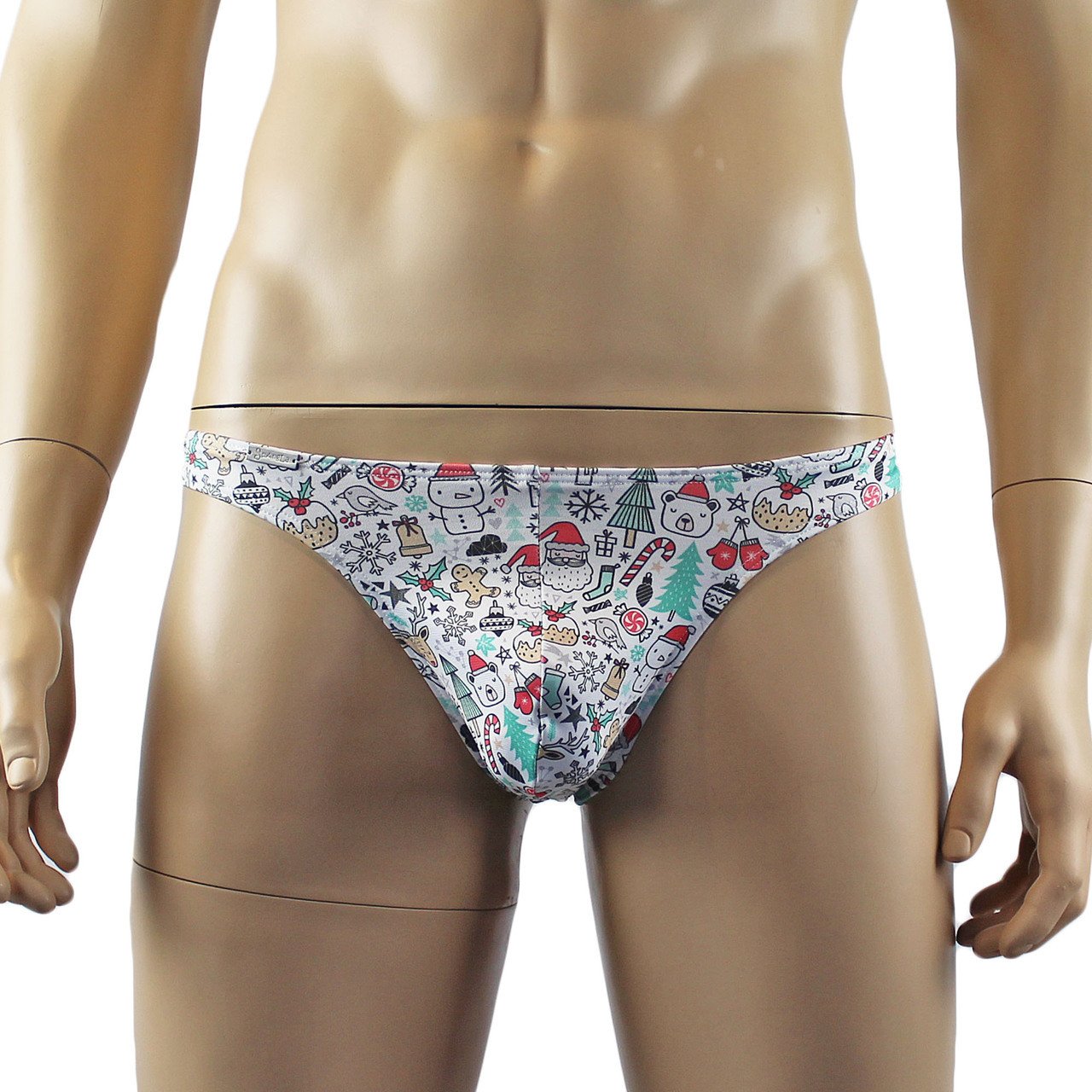 Mens Christmas Holiday Gift Wrap G string Thong Xmas Underwear