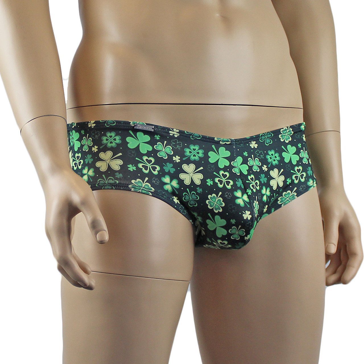Mens 4 Leaf Clover St Patricks Day Mini Low Rise Boxer Brief Shorts