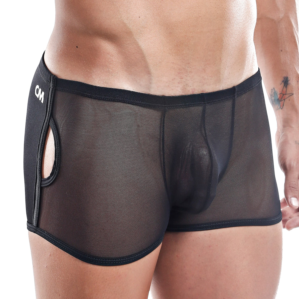 Cover Male Sheer Pocketed Boxer Trunk Black