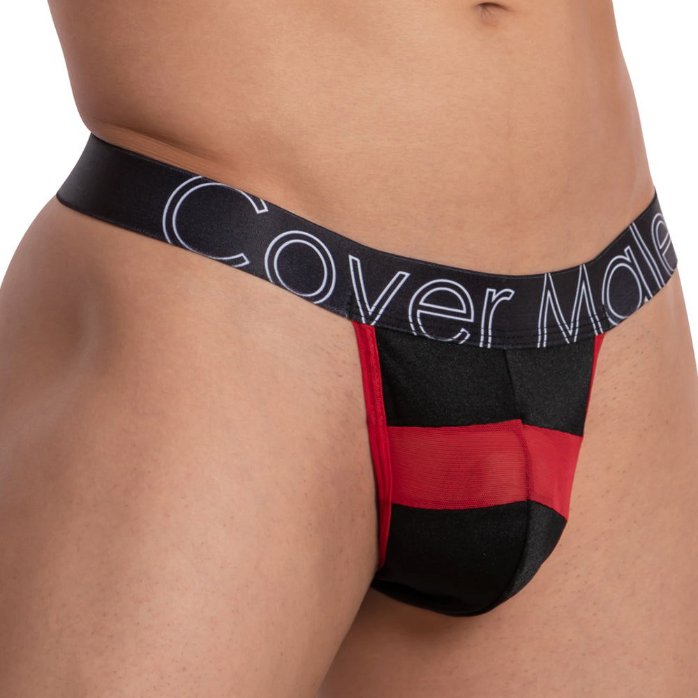 Cover Male Focus Mesh Strip Pouch Thong Black