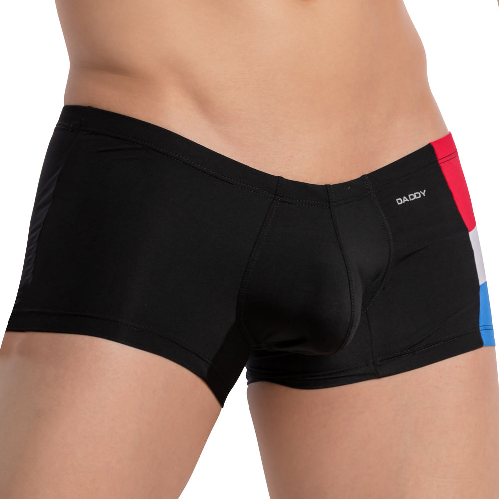 Daddy DDG013 Low Rise Multi-Color Boxer Brief Trunk Underwear Black Plus Sizes