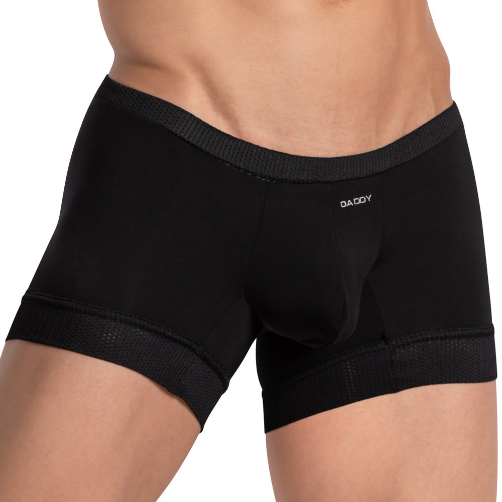 Daddy DDG016 Mens Solid Stretchable Waistband Boxer Brief Black Plus Sizes