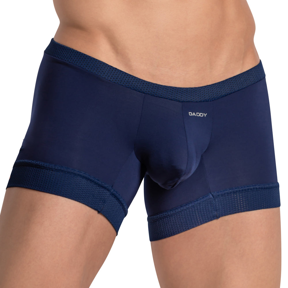 Daddy DDG016 Mens Solid Stretchable Waistband Boxer Brief Navy Plus Sizes