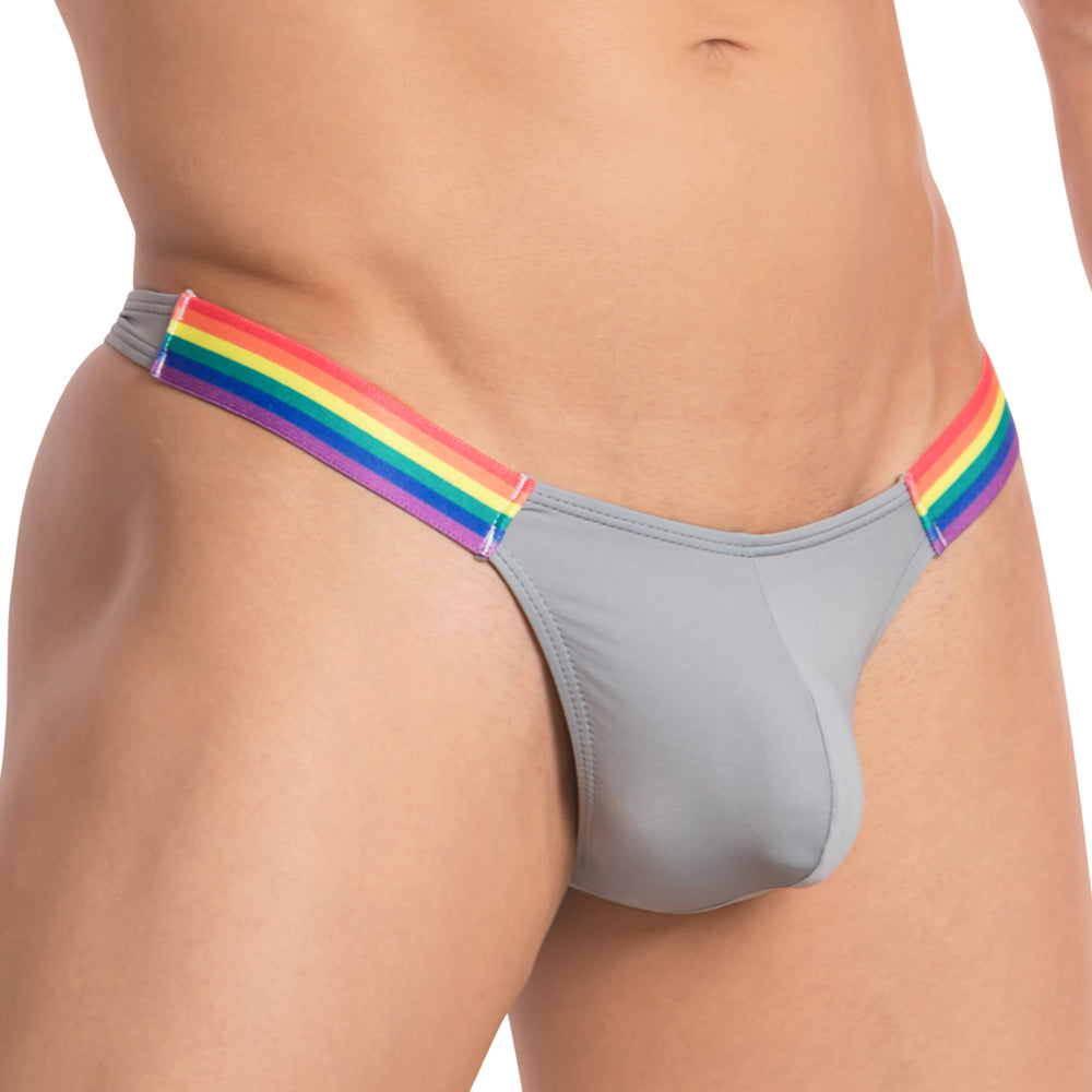 Daddy Festive Rainbow Waistband Thong Grey Plus Sizes