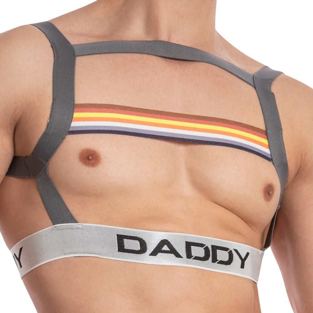Daddy I have Pride Rainbow Strap Bodysuit Grey Plus Sizes