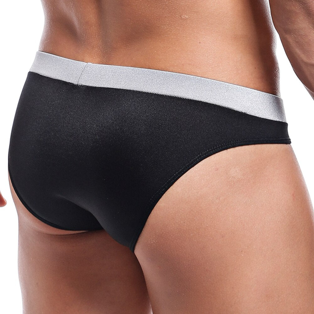 SALE - Mens Sheer See Through Mesh Front Bikini Brief Black and Grey