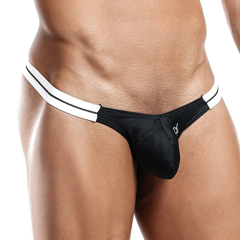 SALE - Mens Daniel Alexander Spandex Two Coloured Thong Black and White