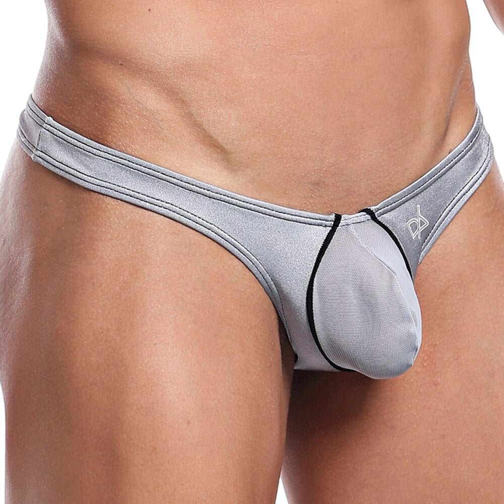 SALE - Mens Sheer See Through Show Off Mesh Front Thong Grey