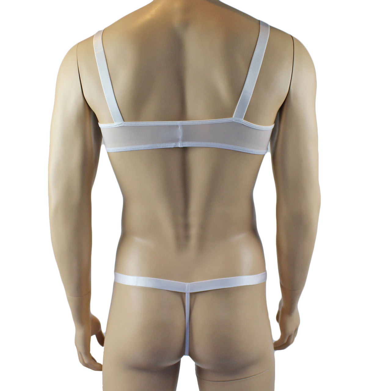 Mens Exotic Sheer Mesh Bra Top & G string (white plus other colours)
