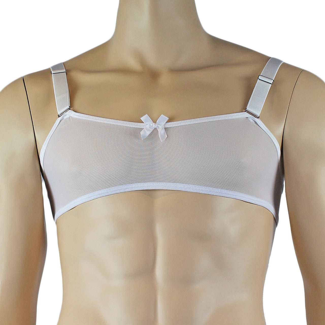 Mens Exotic Sheer Mesh Bra Top (white plus other colours)
