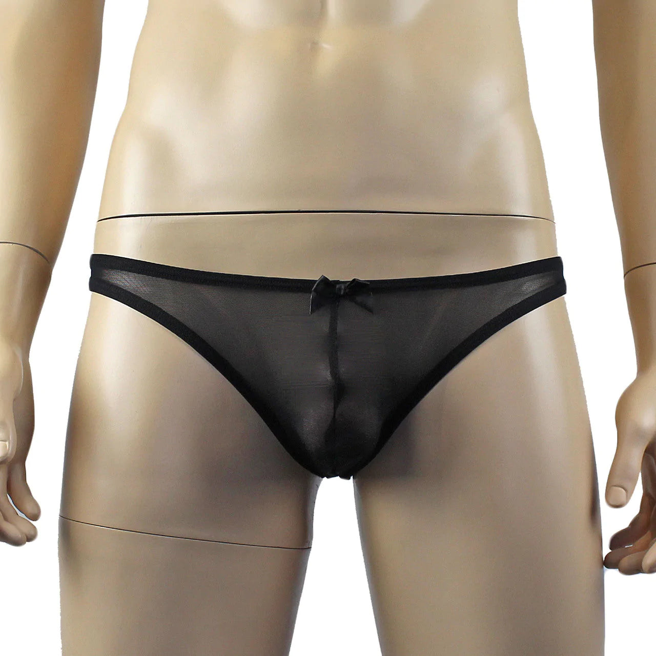 SALE - Mens Exotic Sheer Mesh Brief with Bow Front Black