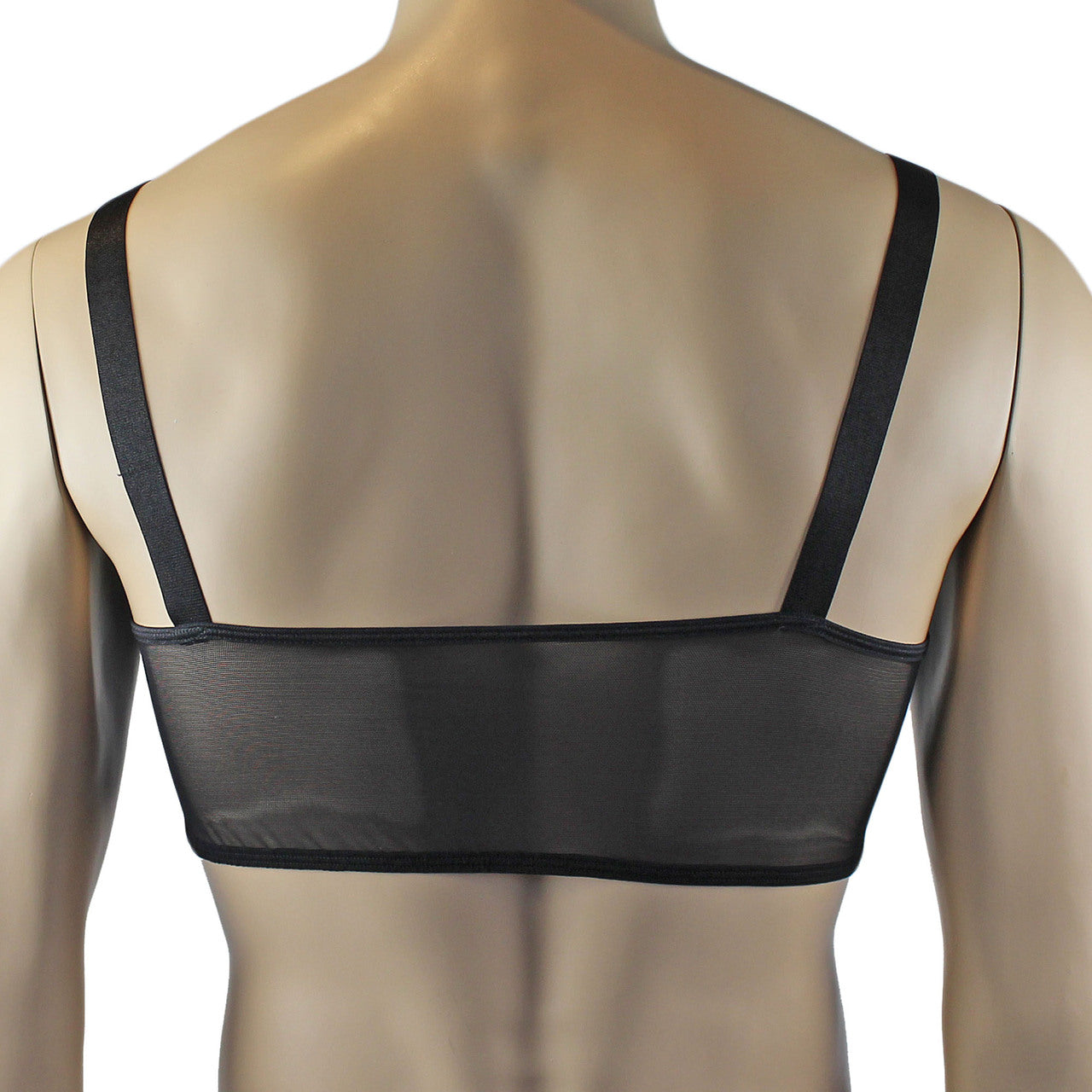 Mens Exotic Sheer Mesh Crop Bra Top Camisole - Sizes up to 3XL (black plus other colours)