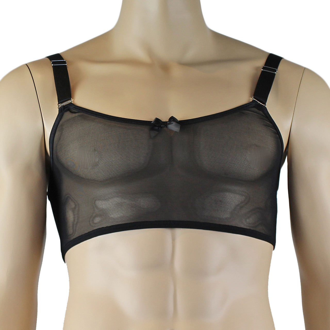 Mens Exotic Sheer Mesh Crop Bra Top Camisole - Sizes up to 3XL (black plus other colours)