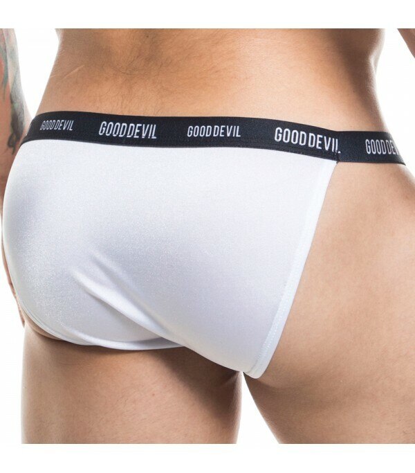 Mens Good Devil Brief with Shaft Front White