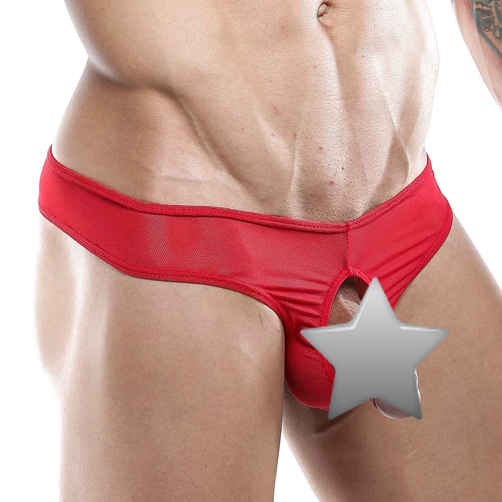 SALE - Mens Good Devil Open Front Thong Red