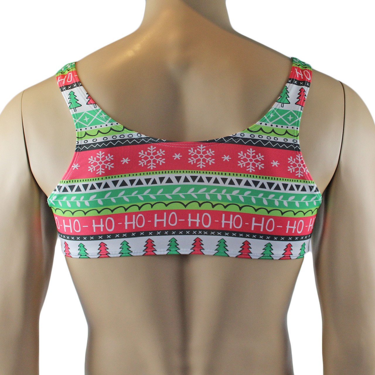 Mens Christmas Gift Wrap Crop Top Bra Xmas Underwear