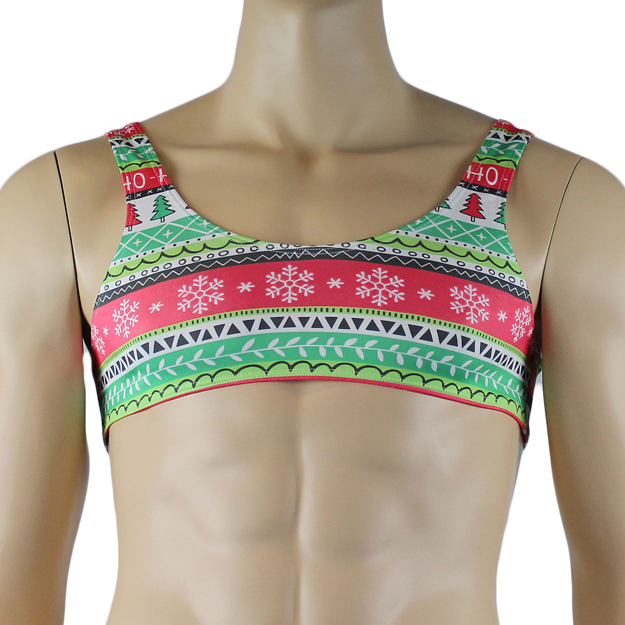 Mens Christmas Gift Wrap Crop Top Bra Xmas Underwear