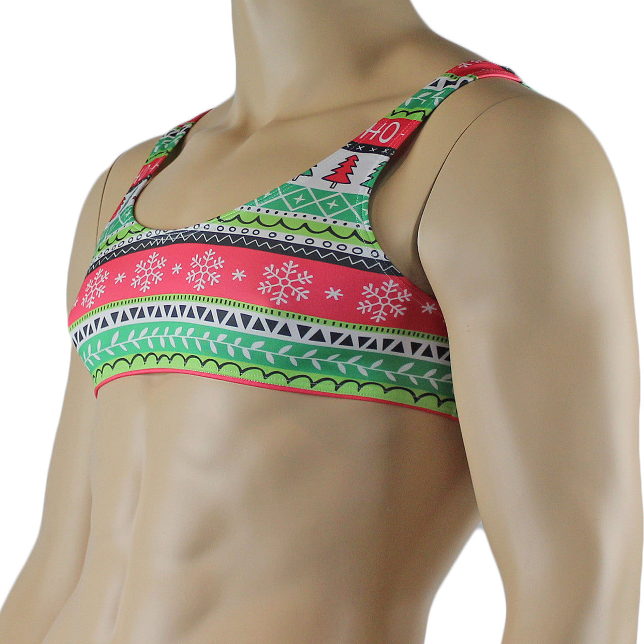 Mens Christmas Gift Wrap Crop Top Bra Xmas Underwear