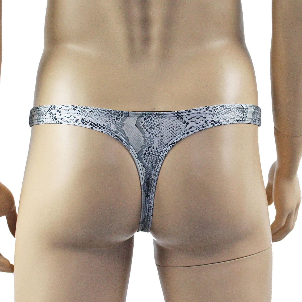 Mens Bra Grey Snake Print Bra Top for Males & Thong