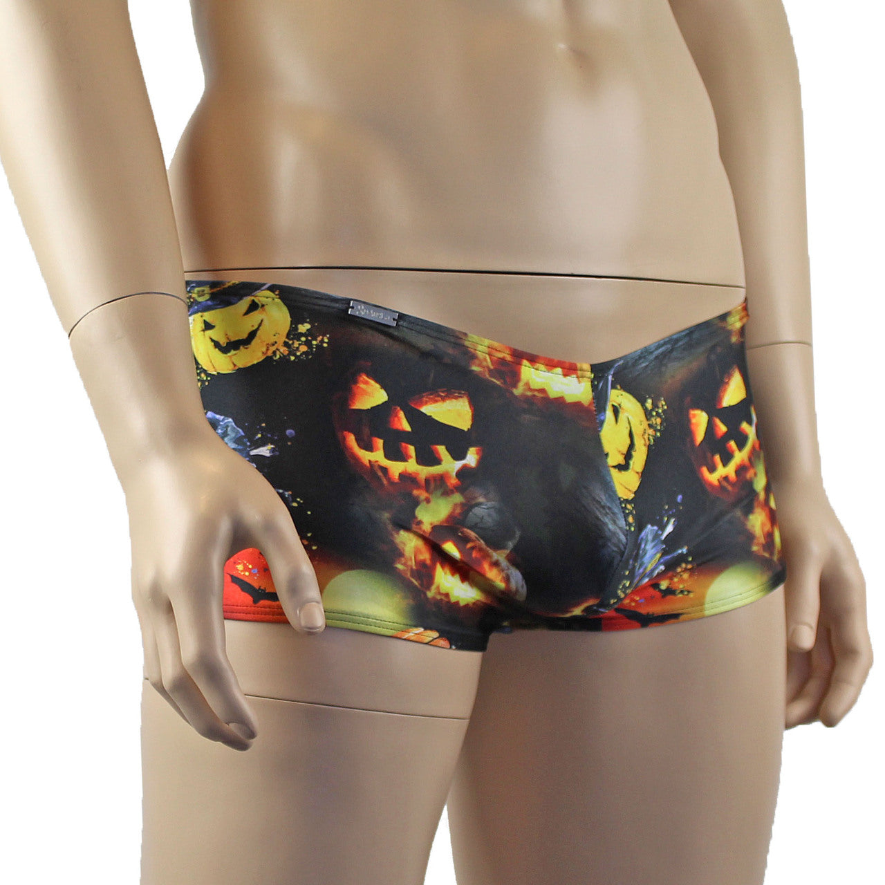 Mens Halloween Fire Breathing Pumpkins and Witches Boxer Shorts