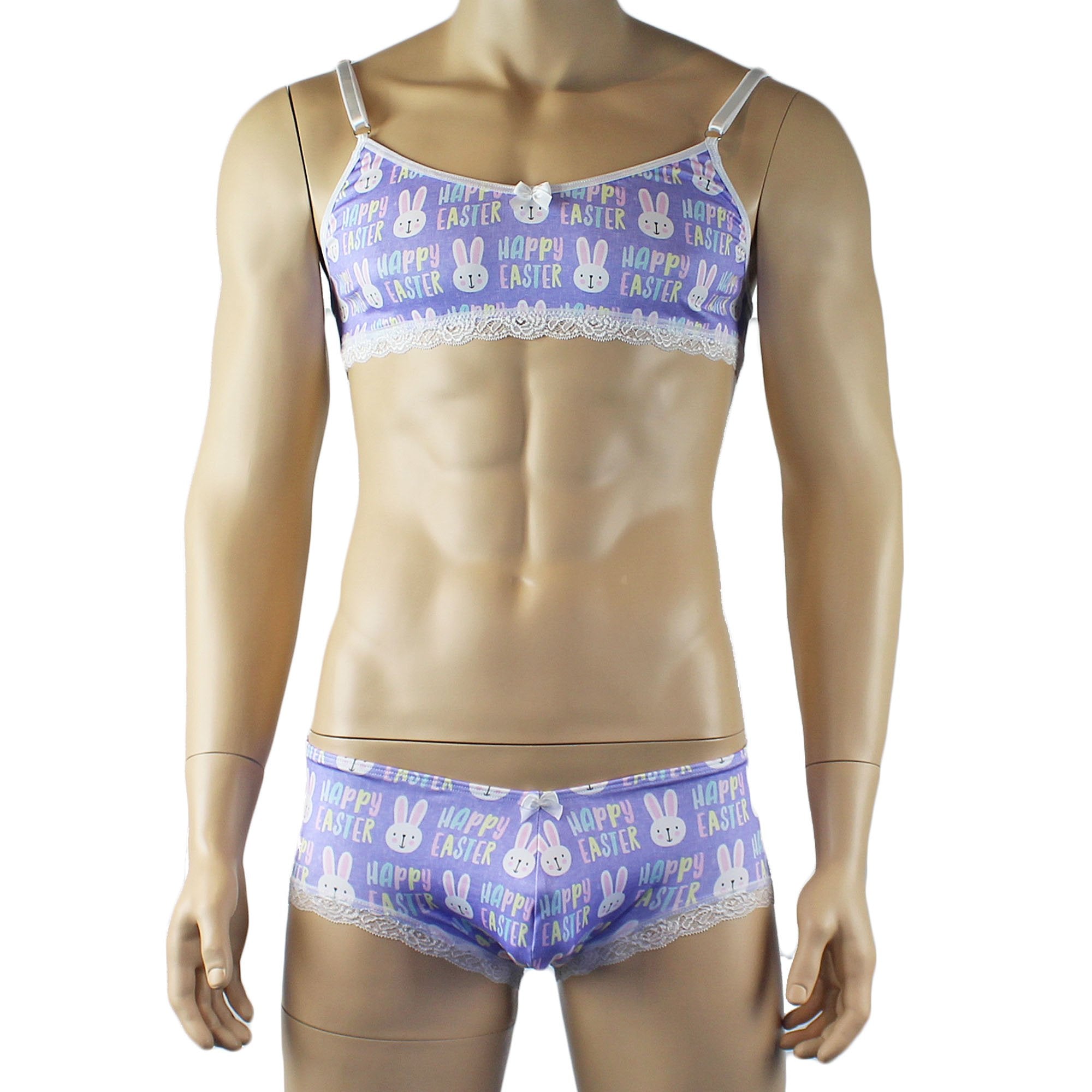 Mens Happy Easter Bra Top and Boxer Brief Set