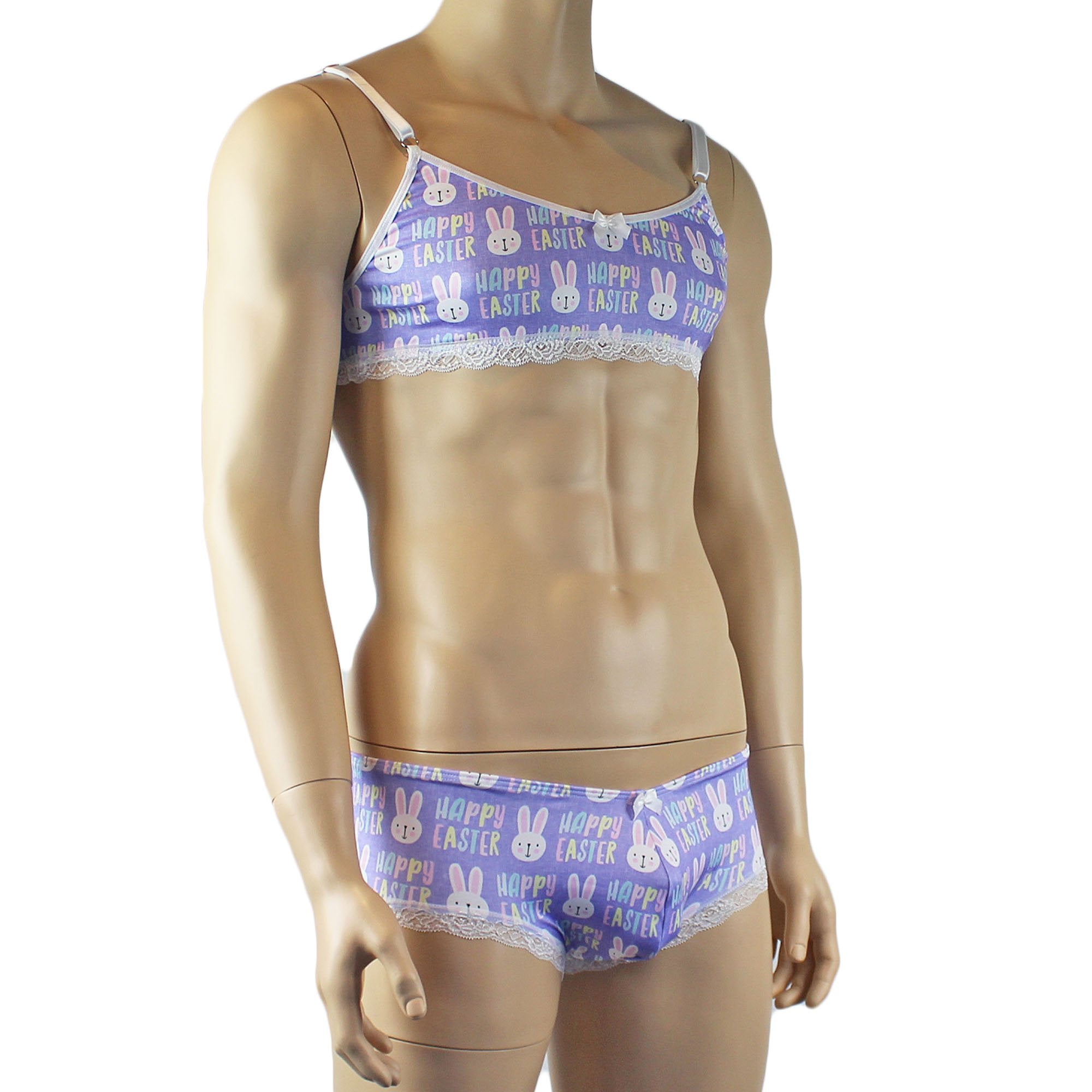 Mens Happy Easter Bra Top and Boxer Brief Set