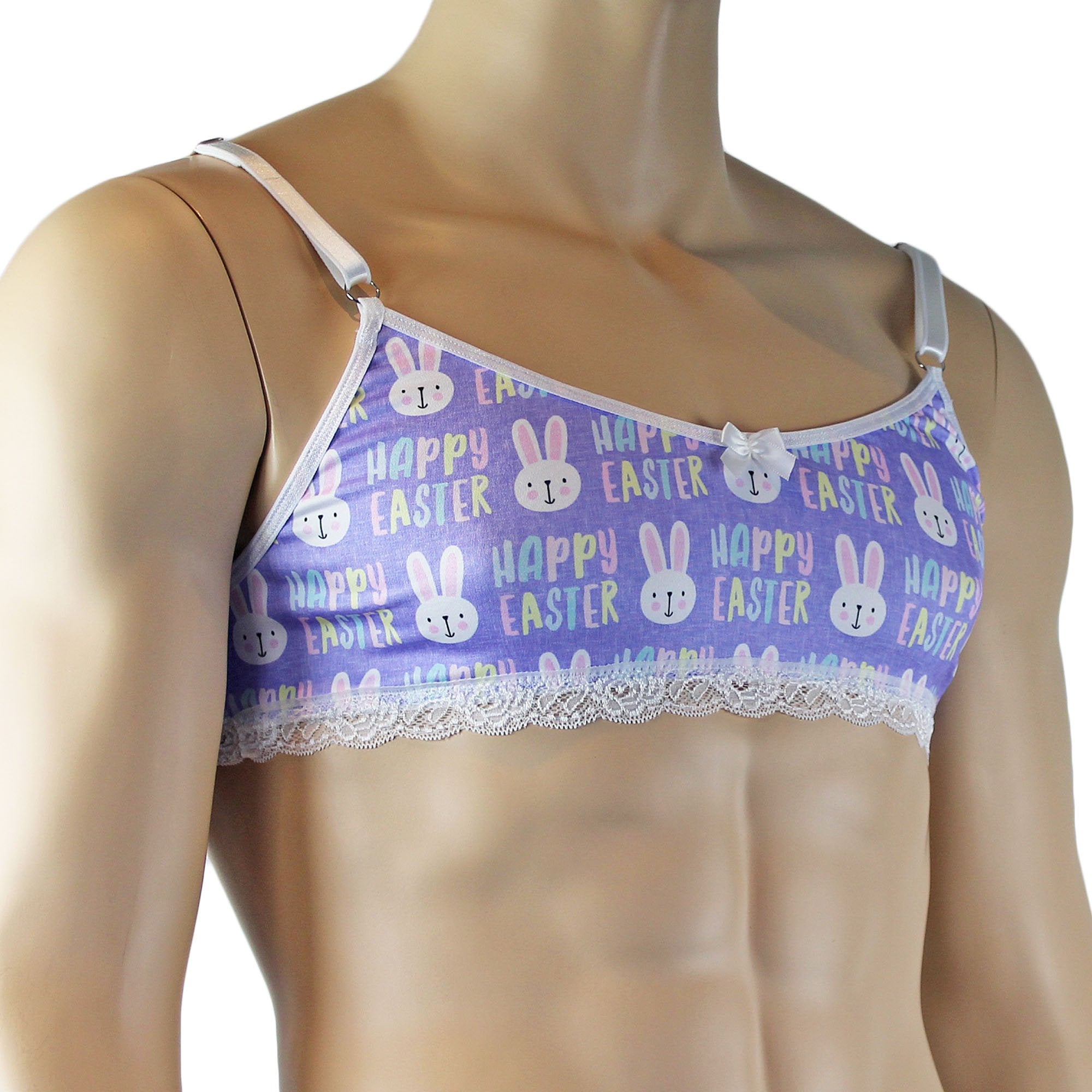 Mens Happy Easter Bunny Mens Lingerie Male Bra Top