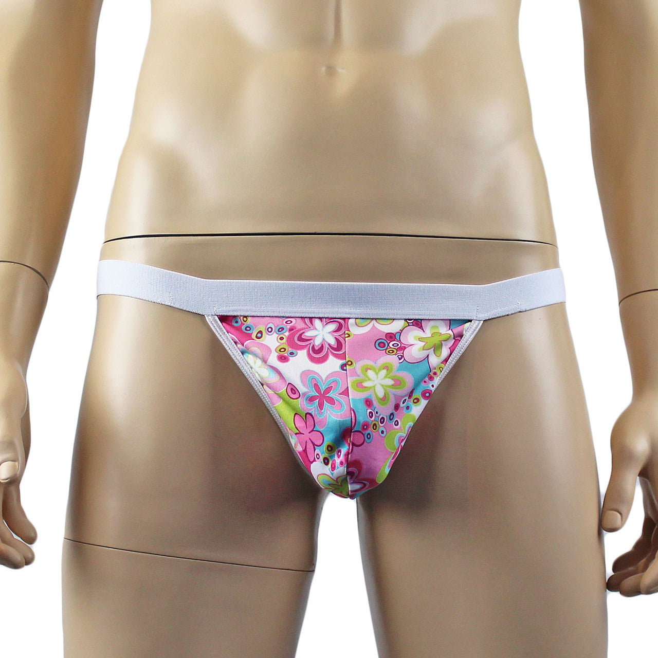 Male Hippie Flower Print Pouch G string with Band