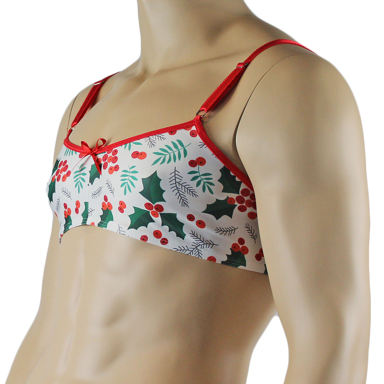 Mens Christmas Holly Bra Top Xmas Underwear