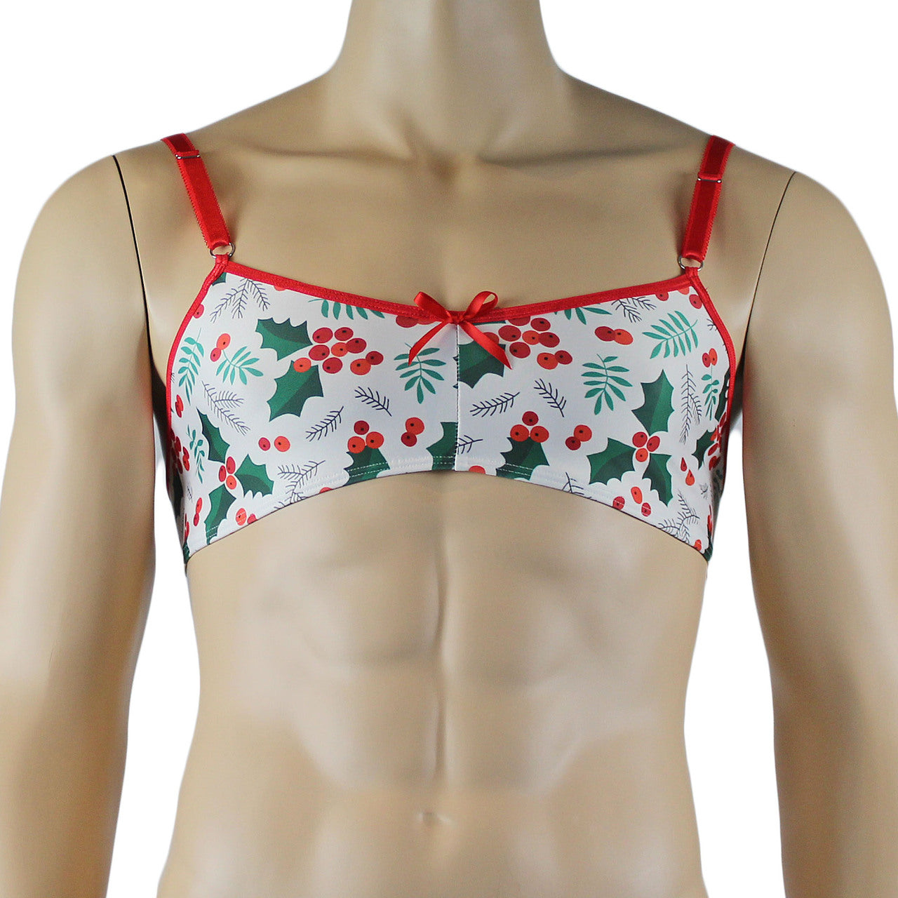 Mens Christmas Holly Bra Top Xmas Underwear