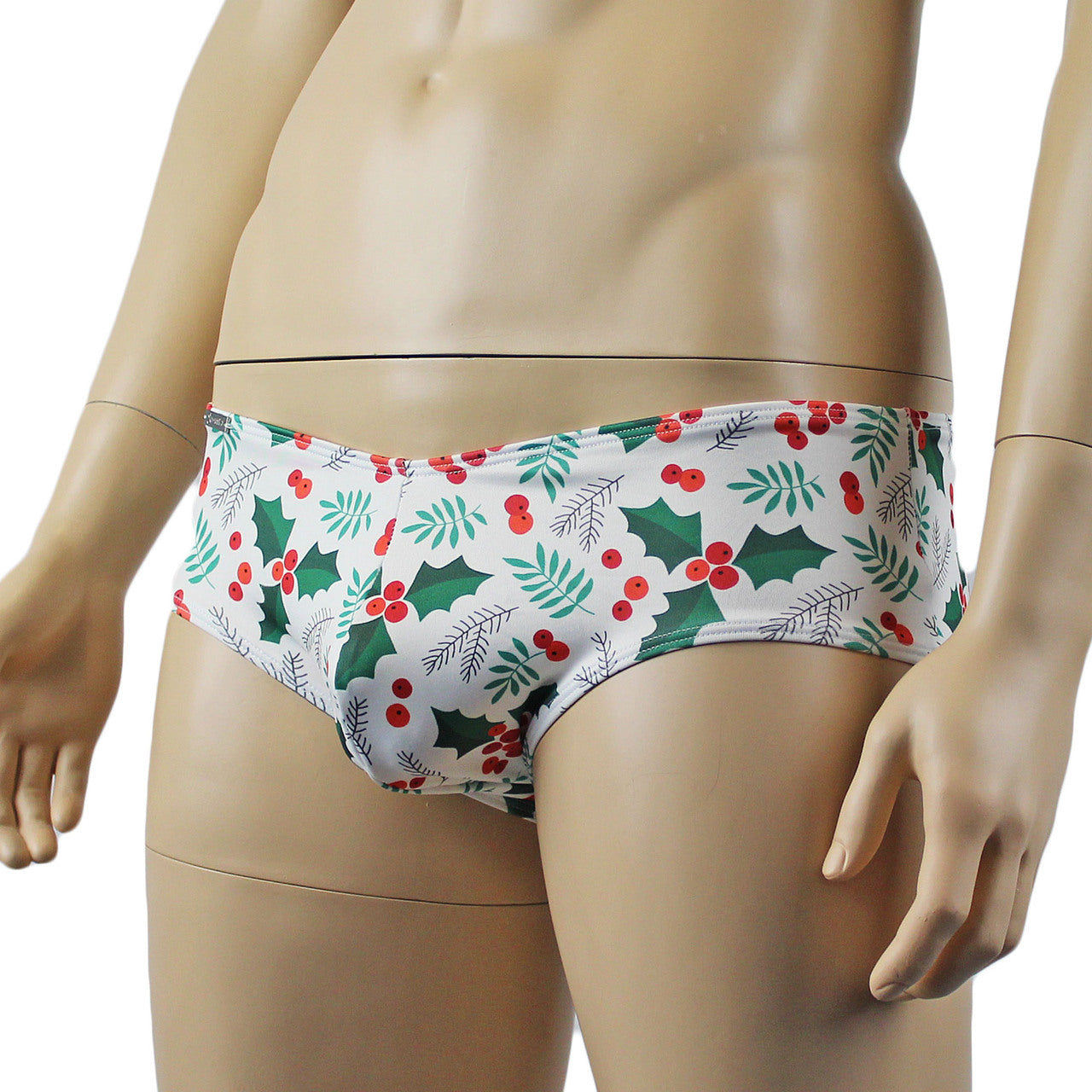 Mens Christmas Holly Boxer Brief Shorts Thong Xmas Underwear