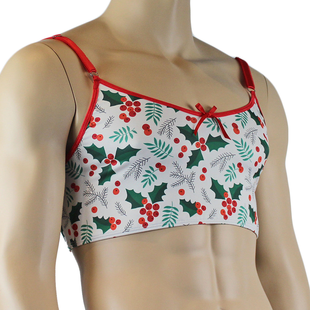 Mens Christmas Holly Camisole Crop Top Xmas Underwear